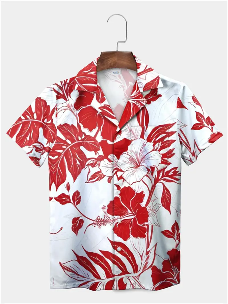Tropical Plant Leaves Palm Tree Leaves Casual Shirt 3D Print Color Shirt Pattern Men's Short Sleeve Hawaiian Shirts Harajuku Top