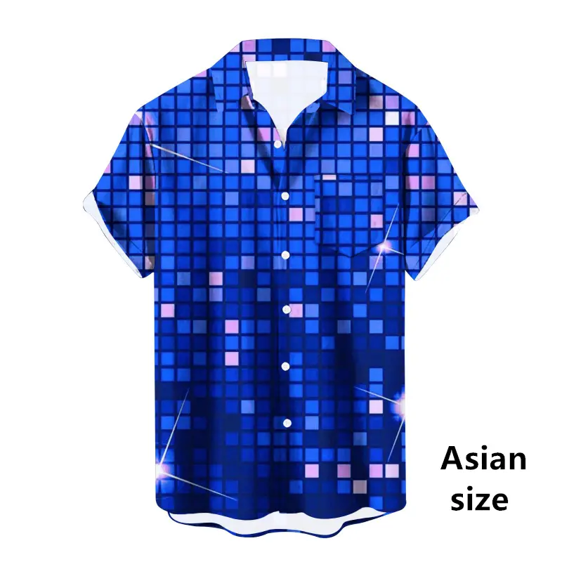 3d Printed Geometric Pattern Hawaiian Shirt Men New Fashion Casual Shirts Blouses Short-Sleeve Button Lapel Beach Women Blouse