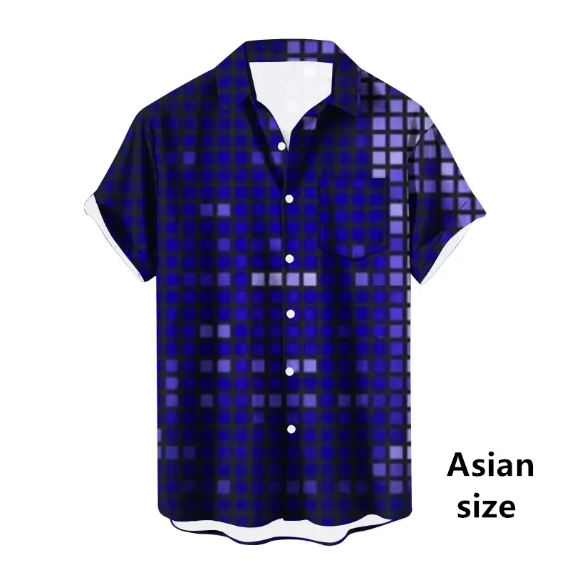 3d Printed Geometric Pattern Hawaiian Shirt Men New Fashion Casual Shirts Blouses Short-Sleeve Button Lapel Beach Women Blouse