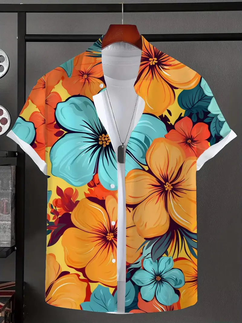 3D Print Tropical Plants Men's Shirt Shirts Hawaiian Beach Summer Vacation Tops Short Sleeve Shirts Casual Shirts Y2k Men Tees