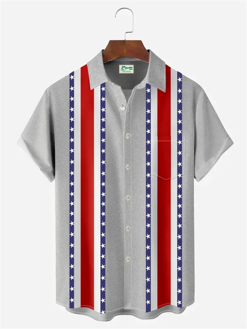Vintage 3D Print Men Stripe Shirts Summer Casual Classic Striped Graphic Short Sleeve Tops Unisex Button Shirt Men Beach Shirt