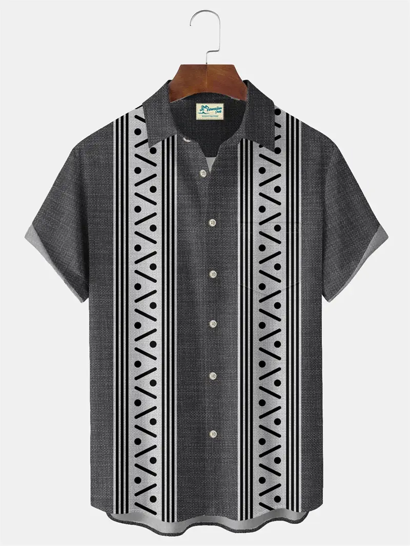 Vintage 3D Print Men Stripe Shirts Summer Casual Classic Striped Graphic Short Sleeve Tops Unisex Button Shirt Men Beach Shirt