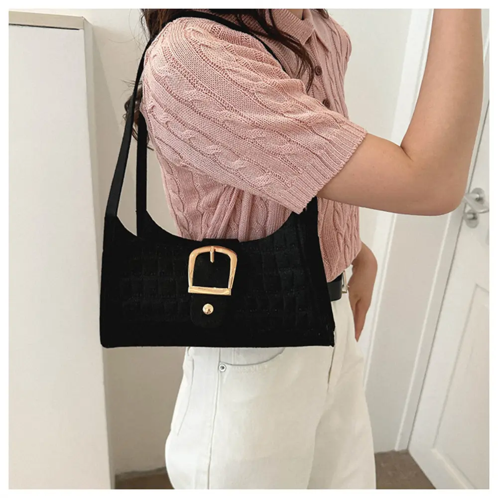 Autumn Winter New Trendy Handbag Casual Fashion Shoulder Bag Underarm Bag Felt Ladies  Retro Phone Clutch Purse Hot Sale