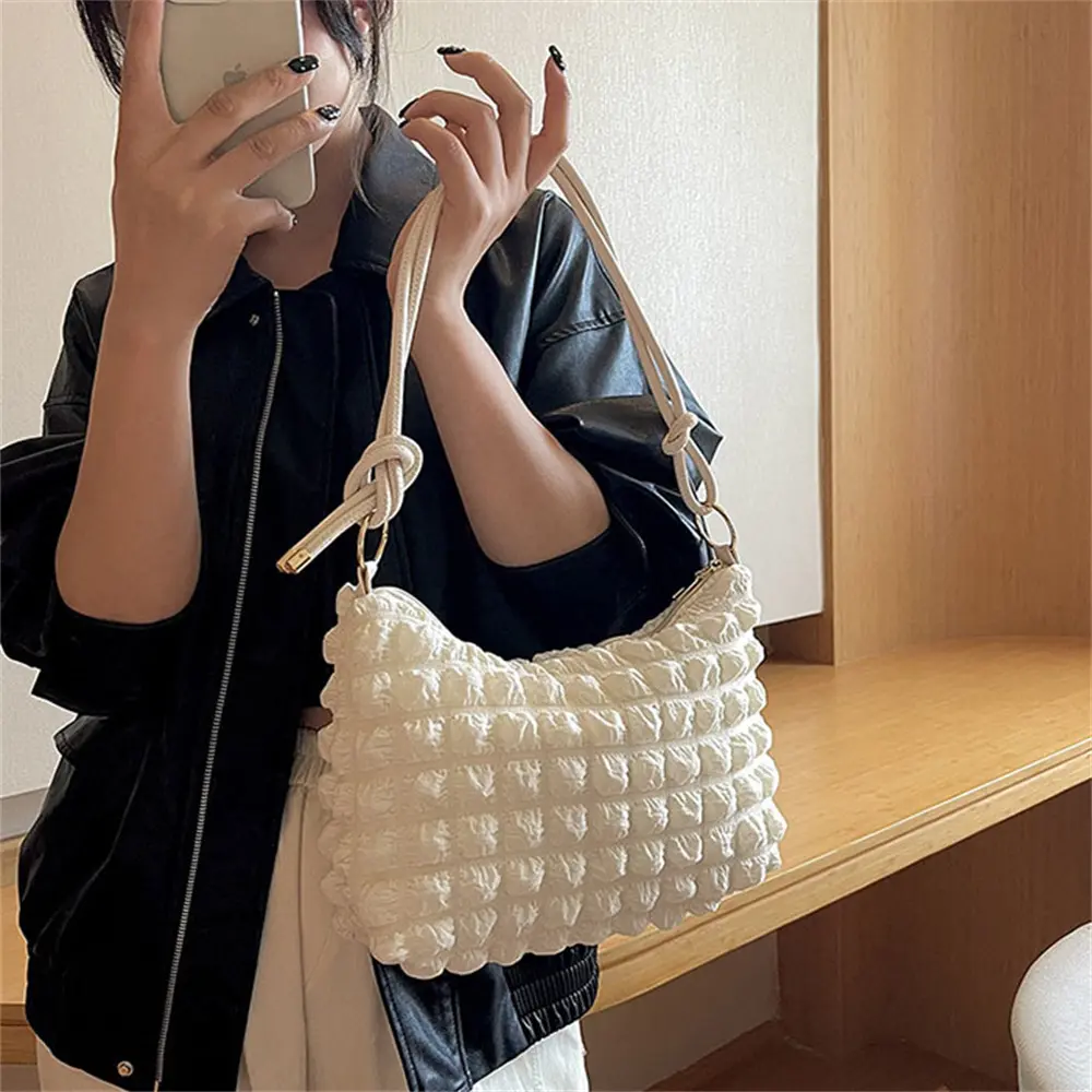 Large Capacity Fashion Women Bags Cute Pleated Handbag Quilted Shoulder Bags Luxury Tote Bags Female Underarm Bag