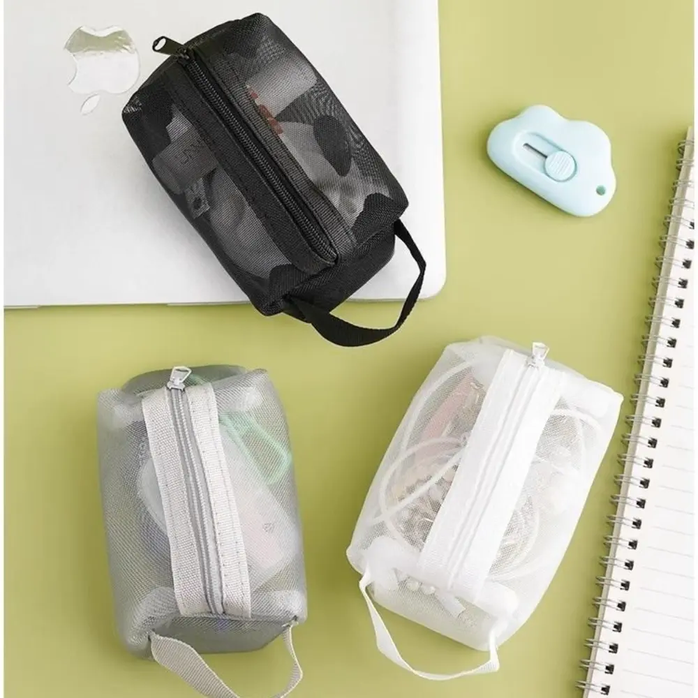 Portable Square Mesh Storage Pouch Breathable Cosmetic Bag Key Organizer Bags Travel Make Up Bag