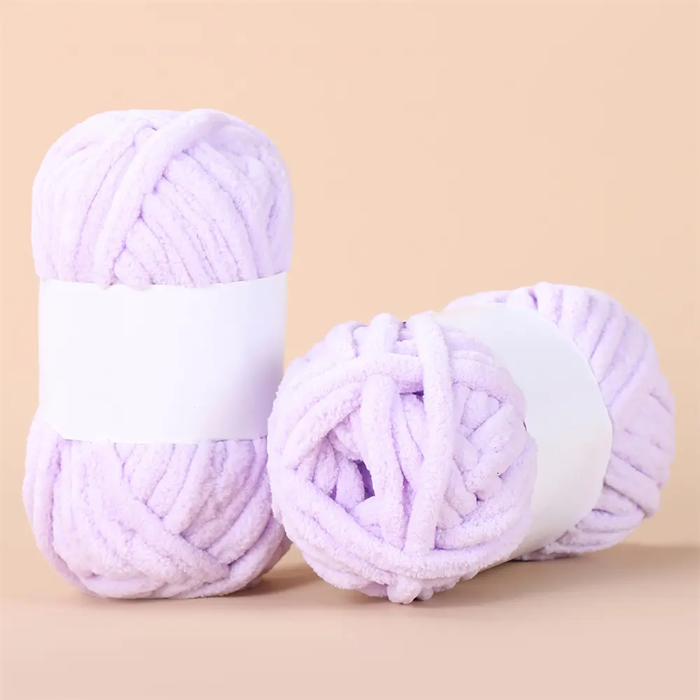 50g/ball Thick Velvet Yarn Blended Colorful Strip Dye Ice Strip Line Chenille Yarn DIY Knitting Wool Line Baby Scarf Hat Blanket