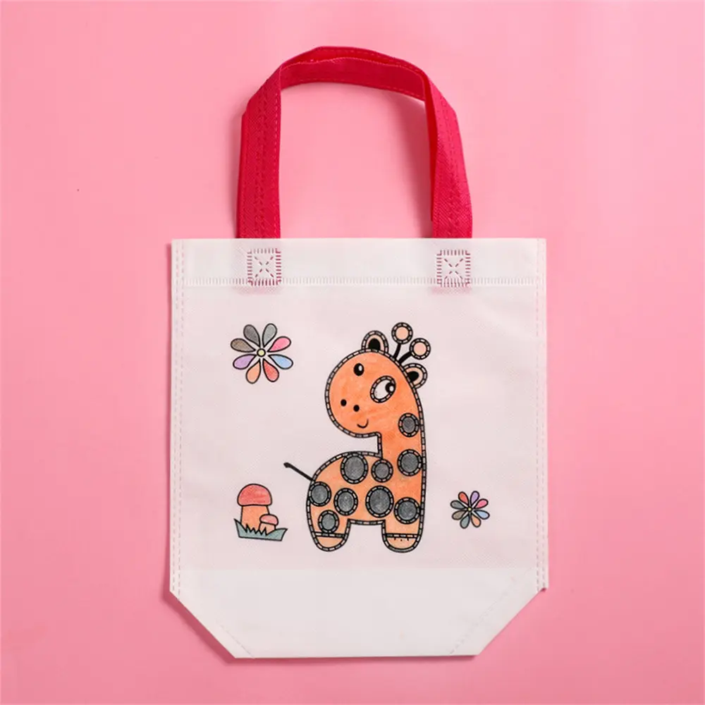 Diy Graffiti Bag Carnival Art Party Goodie Bags Eco Reusable Mini Non-Woven Shopping Bag Parent-Child Hand-Painted Handbag