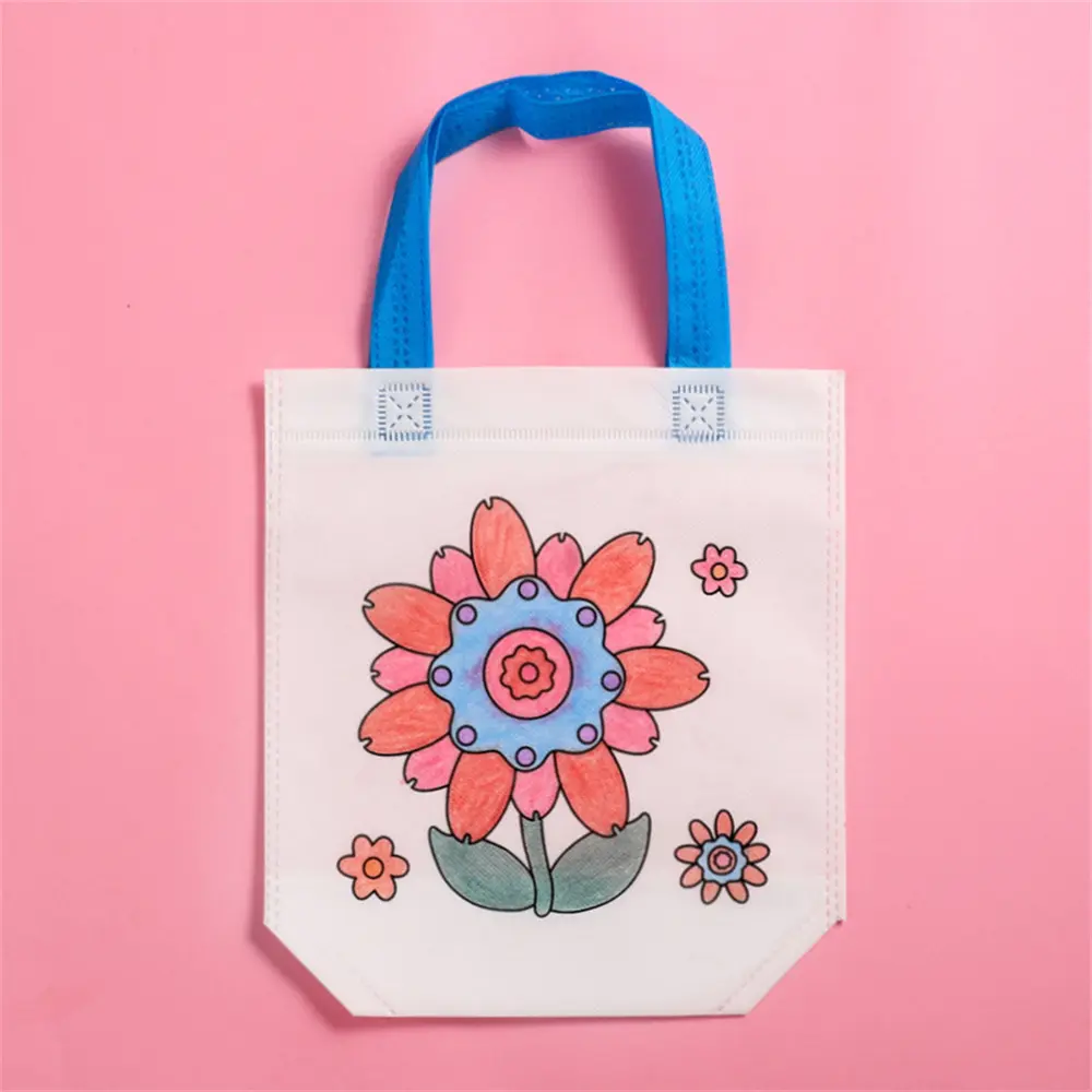 Diy Graffiti Bag Carnival Art Party Goodie Bags Eco Reusable Mini Non-Woven Shopping Bag Parent-Child Hand-Painted Handbag