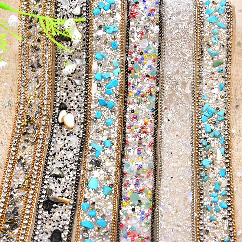 Gemstone Rhinestone Lace Rice Beads Backing Sticker Drilling Mesh Drilling Chip Rhinestone Long Resin Gravel For Home Applique