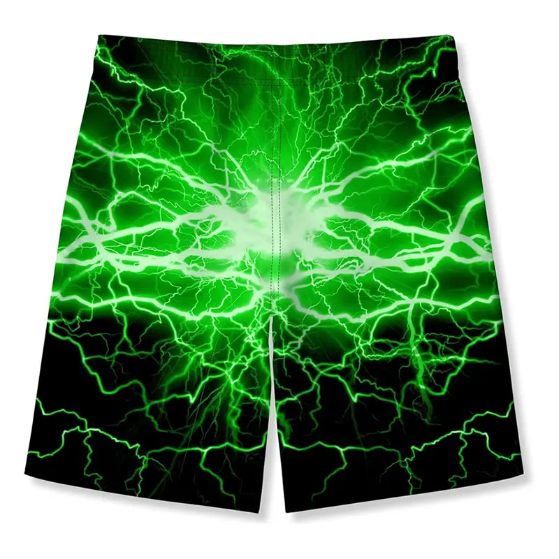 Harajuku Neon Print Beach Short Men Clothes 3D Colorful Cool Pattern Loose Board Shorts 2025 Summer Hawaii Fashion Swim Trunks