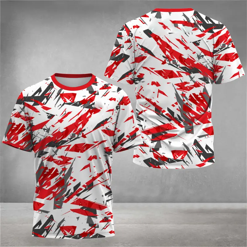 3D Print Art Graffiti Stripe Breathable Sport Men Shirt Personality Loose Tee Shirts Outdoor Run Badminton Football Jersey Tee