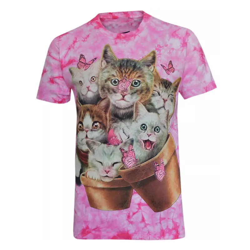 Lovely Cat Fashion 3D Print T-shirt Men's Clothing Short Sleeve Soft T Shirts Harajuku Street Cute Pet Pattern Fashion Tee Top