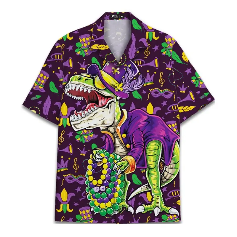 Simple Leaf Graphic Print Shirt Men's Clothes Summer Carnival Personality Skull Ice Cream Short Sleeve Shirts Harajuku Top Y2k