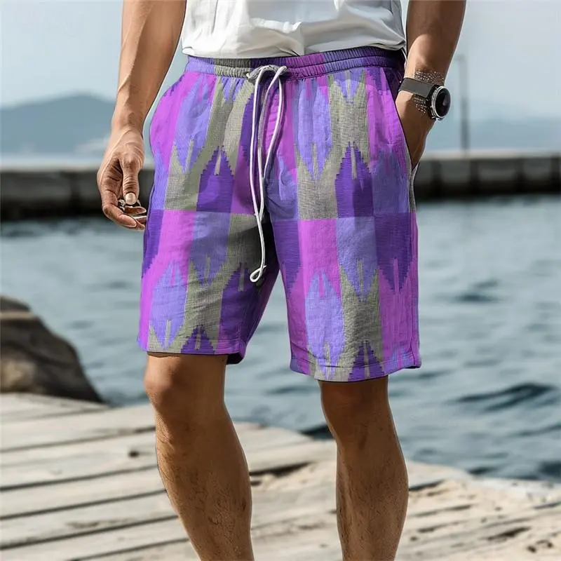Classic Simple Sports Beach Short For Men Clothing 3D Print Design Drawstring Board Shorts Retro Streetwear Summer Fashion Trunk