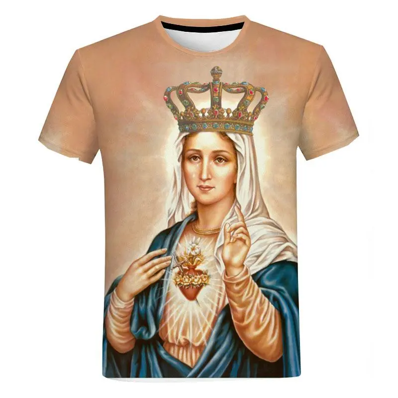 Virgin Mary Graphic T-shirt Women Men Clothing 3D Print Short Sleeve Tees Top Personality Harajuku Streetwear Oversized T Shirt