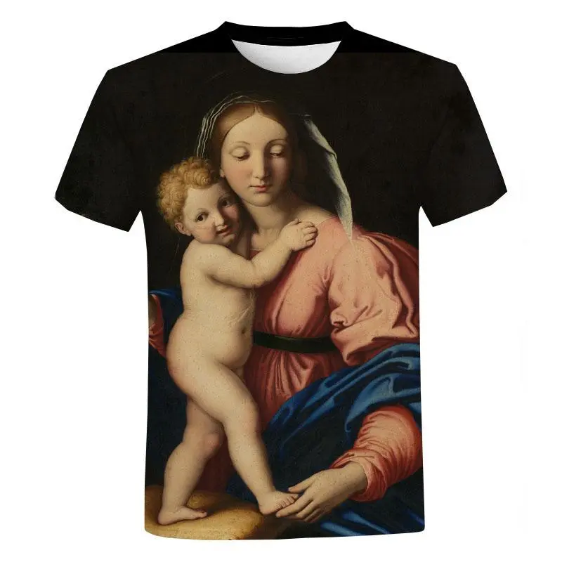 Virgin Mary Graphic T-shirt Women Men Clothing 3D Print Short Sleeve Tees Top Personality Harajuku Streetwear Oversized T Shirt