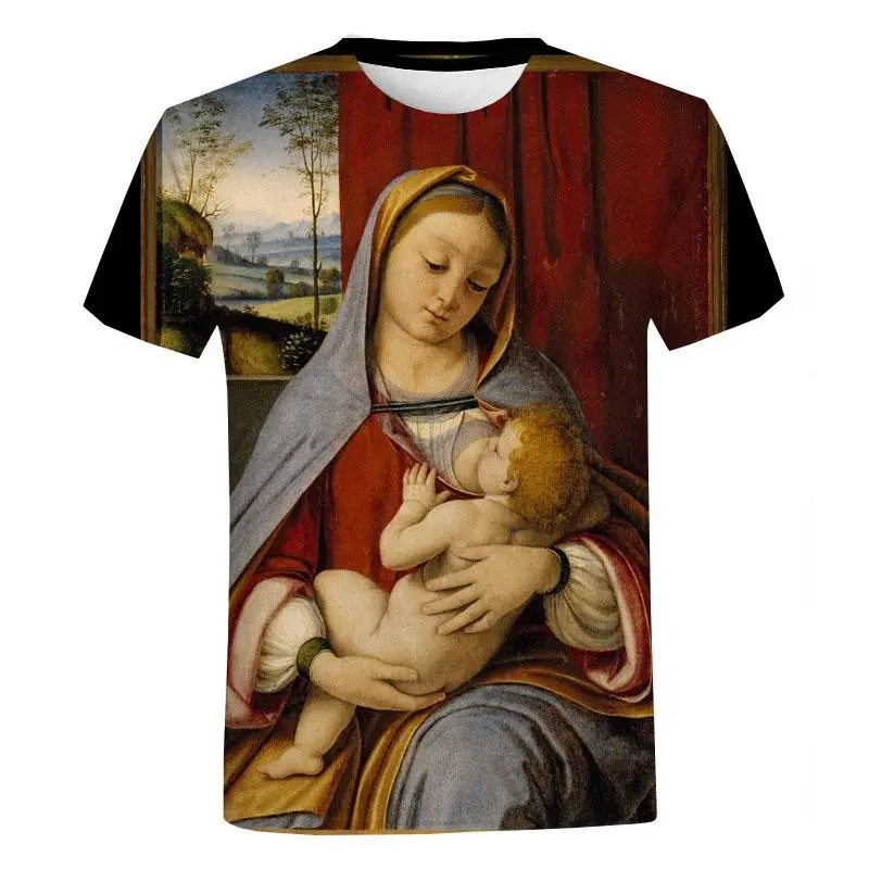 Virgin Mary Graphic T-shirt Women Men Clothing 3D Print Short Sleeve Tees Top Personality Harajuku Streetwear Oversized T Shirt