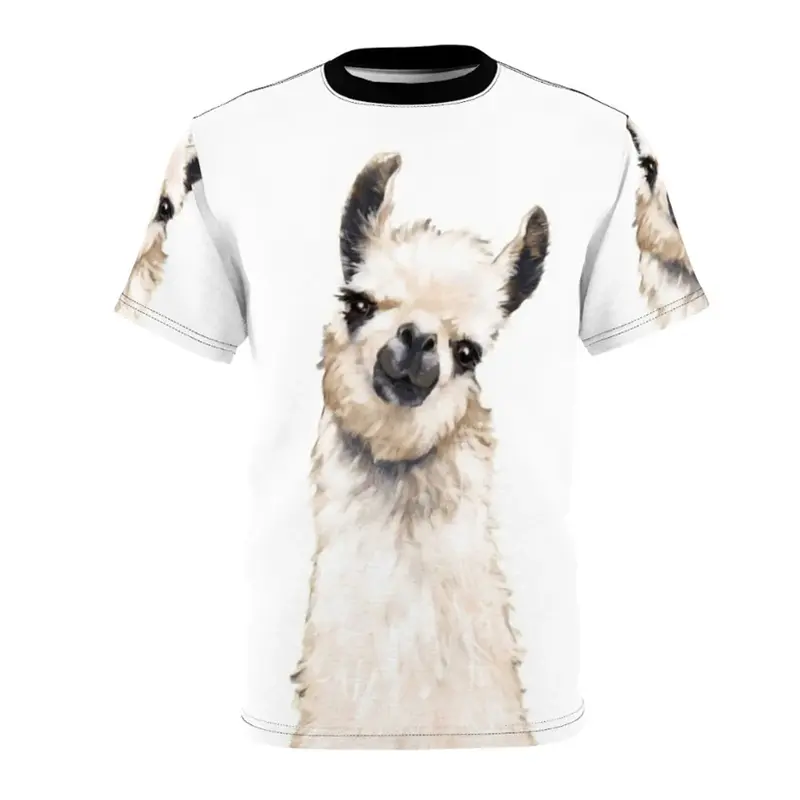 Graffiti Alpacas Cool T-shirt For Men's Clothing Fun Print Animal Oversized T Shirt Kid Outdoor Sport Casual Trend New Llama Tee