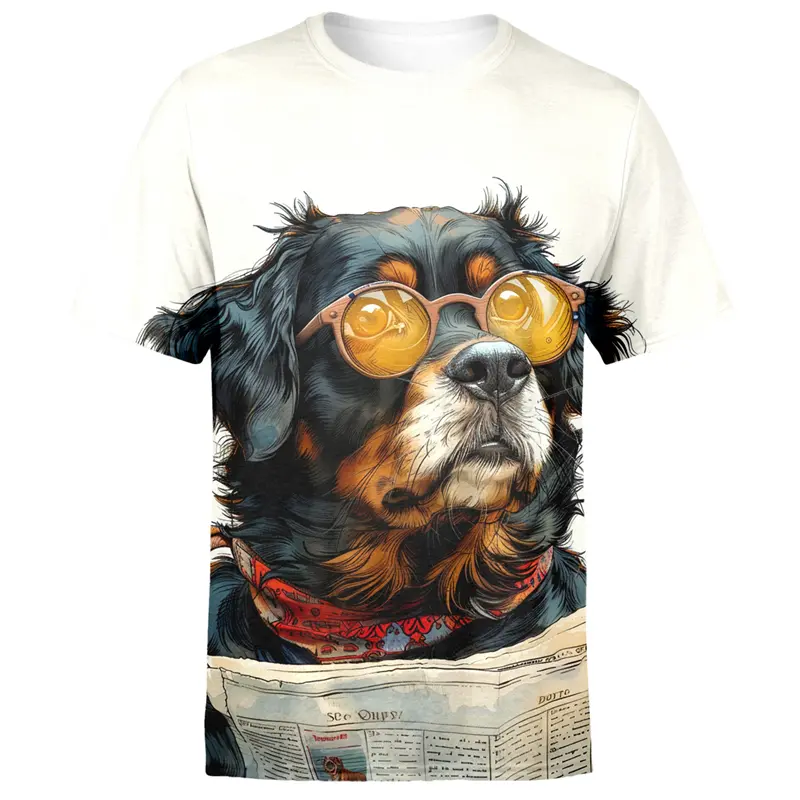 Unique Cool Animal 3d Printed Men's T Shirt Hip Hop Trend Streetwear Crew Neck T Shirts Fun Dog Elephant Graphic Fashion Tee Top