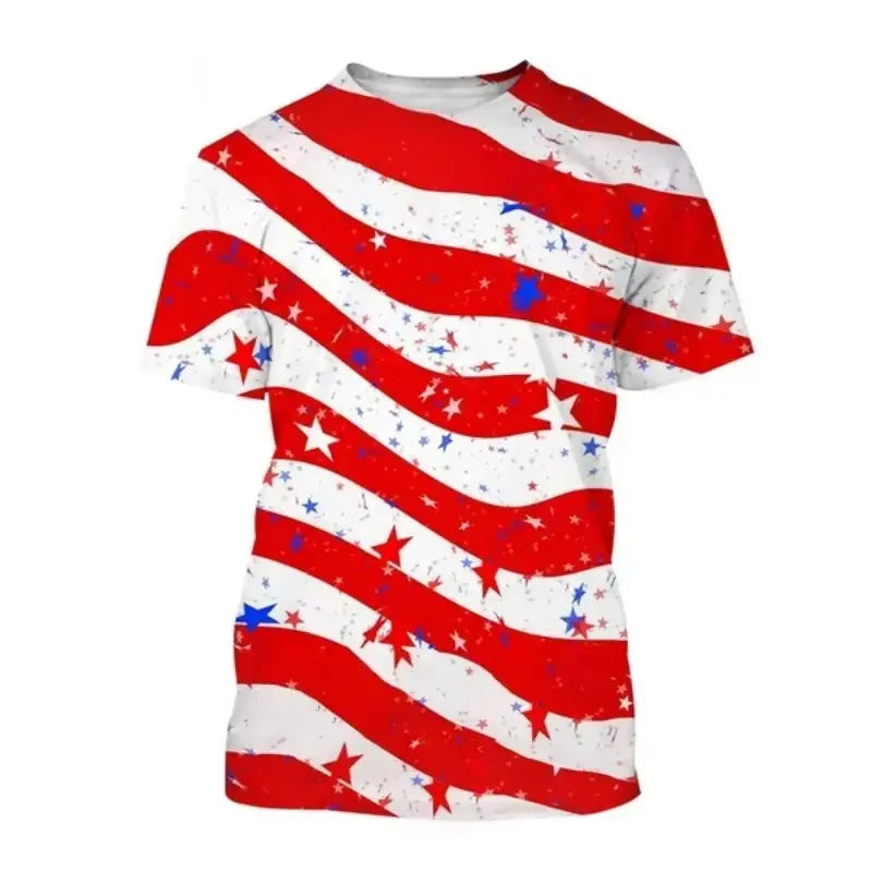 Colorful Striped 3D Printing T Shirt Summer Fashion Casual Round Collar Short Sleeve For Men Geometric Graphic Street Tee Shirts
