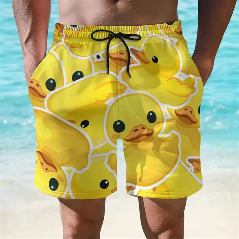 Summer Beach Leisure Quick Dry Beach Shorts For Men Fun Cucumber Alligator Print Drawstring Graphic Board Shorts Humour Trend