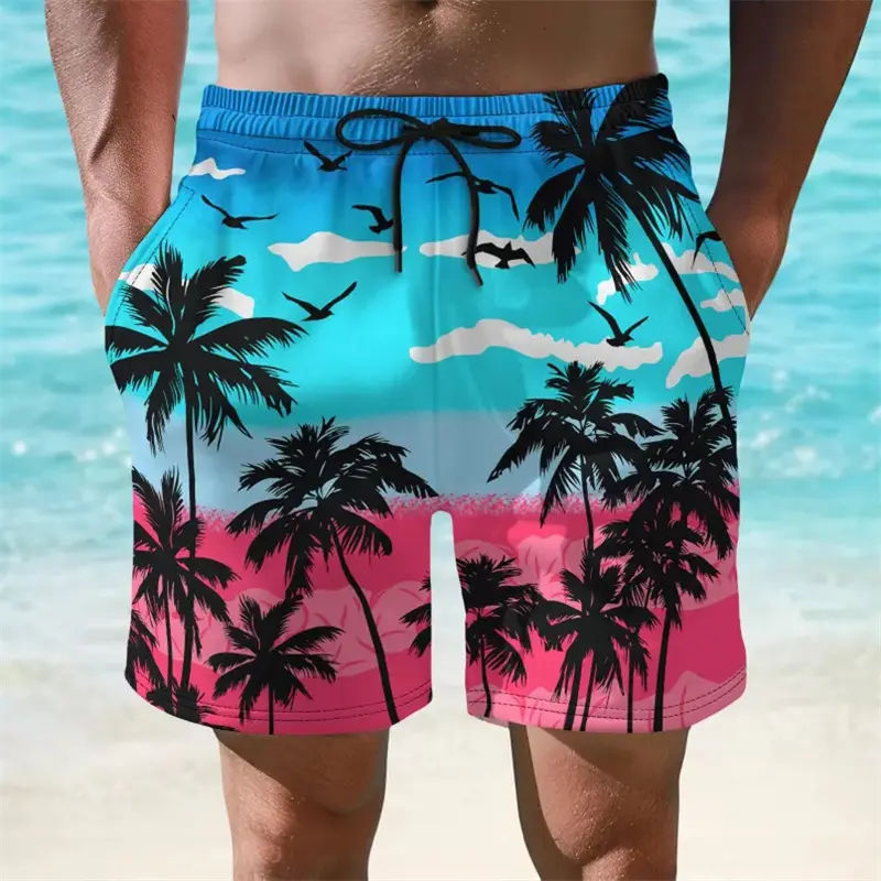 Summer Beach Leisure Quick Dry Beach Shorts For Men Fun Cucumber Alligator Print Drawstring Graphic Board Shorts Humour Trend