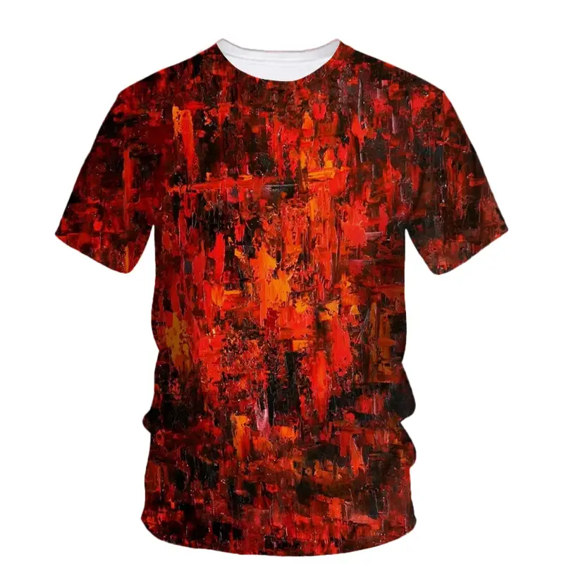 Art Graffiti T Shirts Men's Clothes Harajuku Street O Neck T-shirt 3D Printed Graphics Personality Fashion Oversized Tees Top