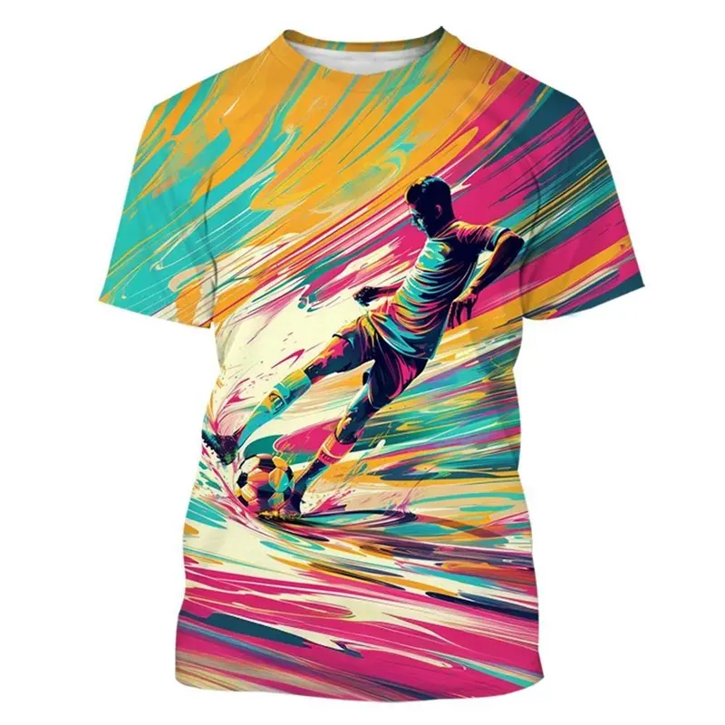 Football T-shirt Men Art Painting Print Short Sleeve Round Neck T Shirts Outdoor Sports Children Funny Fashion Trend Tee Top