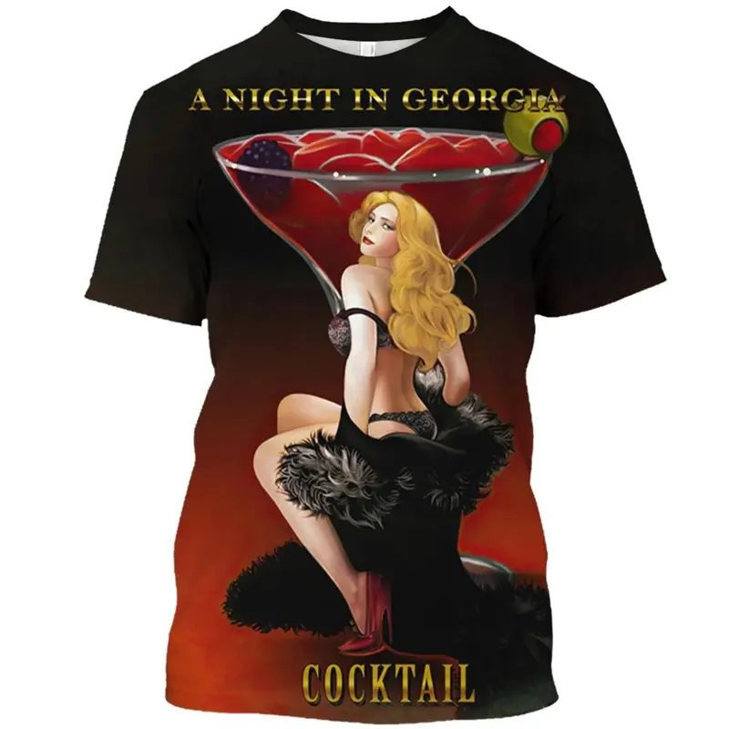 Retro Sexy Girl T Shirts Unisex Clothes O Neck Casual T-shirt Europe America Trend Fashion 3D Printed Graphics Funny Tees Top