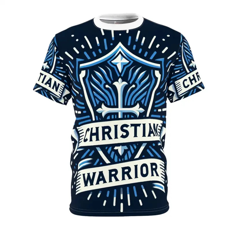 Christian Warrior 3d Print T-shirt Men Women Novel Effect Graphic Short Sleeve Oversized T Shirts Gold Cross Trend Harajuku Tee