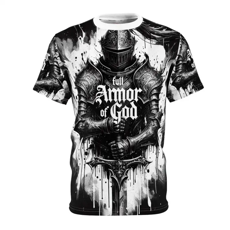 Christian Warrior 3d Print T-shirt Men Women Novel Effect Graphic Short Sleeve Oversized T Shirts Gold Cross Trend Harajuku Tee
