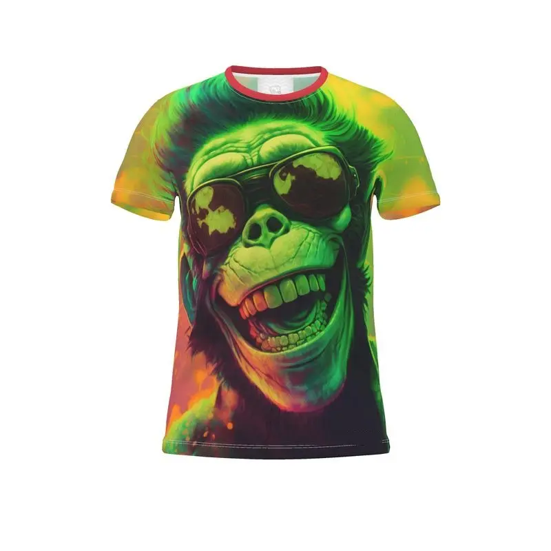 Men's Cool Hip Hop Monkey T-shirt Round Neck Short Sleeves Breathable Tees Top 3D Print Graphic Girl Streetwear T Shirts