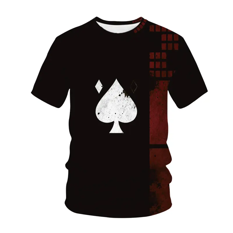 Make Old Flower T-shirt 3D Printing Card Round Neck Short Sleeves For Men T Shirt Spades A Pattern Fashion Streetwear Shirts