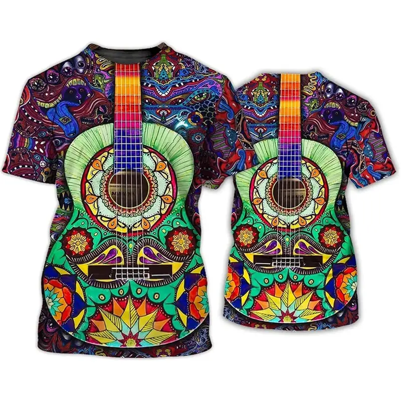 Funny Guitar Cosplay T-shirt Men's Fashion Party Personality Pullover Top 3D Printed Music Cool Pattern Harajuku Trendy Tee Tops