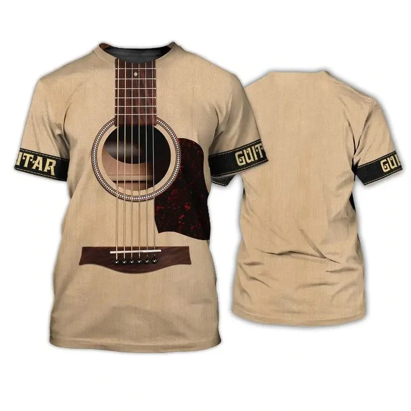 Funny Guitar Cosplay T-shirt Men's Fashion Party Personality Pullover Top 3D Printed Music Cool Pattern Harajuku Trendy Tee Tops