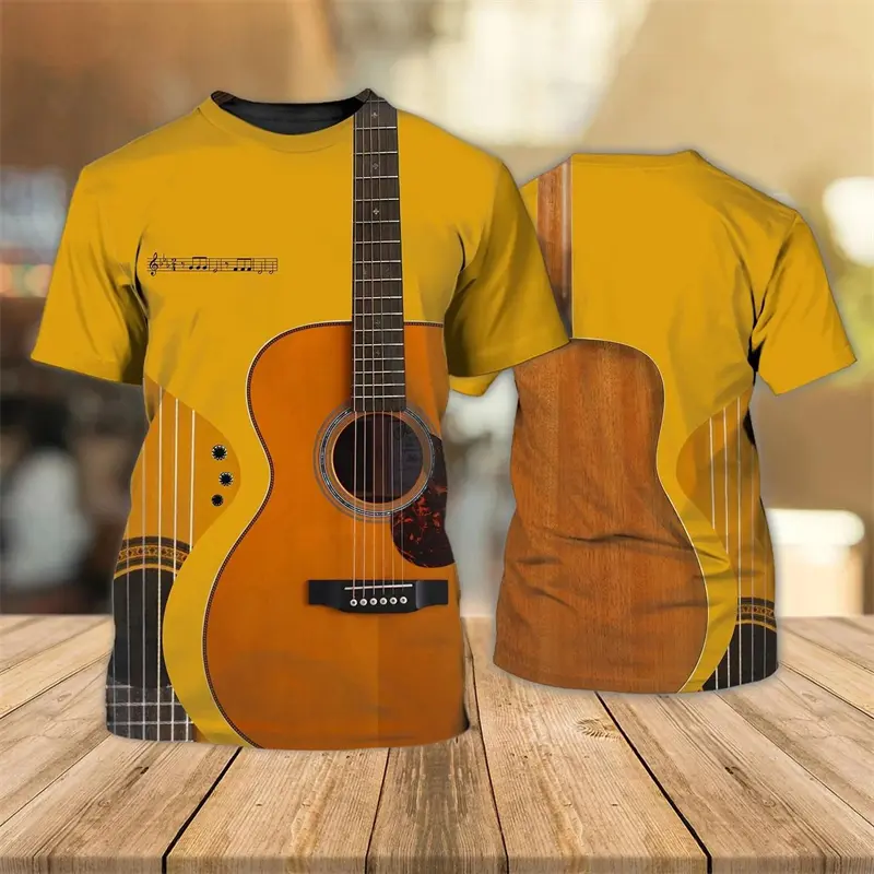 Funny Guitar Cosplay T-shirt Men's Fashion Party Personality Pullover Top 3D Printed Music Cool Pattern Harajuku Trendy Tee Tops