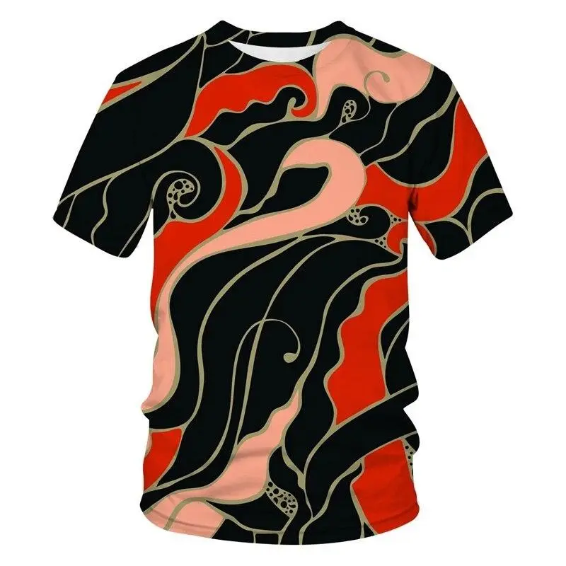 Street Art Graffiti T-shirt For Men 3d Printed Stripes Circle Pattern Tees Top Harajuku Leisure Fashion Trend Clothes T Shirts