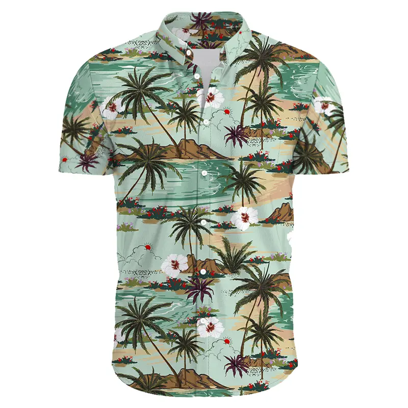 Hawaiian Vacation Shirt Men's Clothes 3d Printed Colorful Flower Tree Pattern Shirts Casual Trend Short Sleeves Button Blouse
