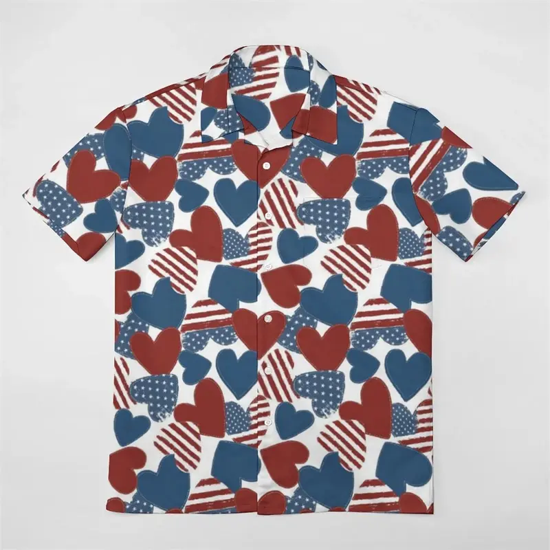 Love Stripes Pattern 3d Printed Shirt For Men's Clothing Casual Fashion Shirts Tops Street Style Short Sleeves Lapel Blouse