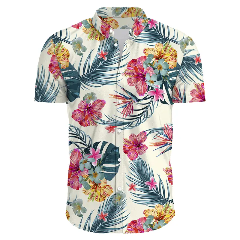 Hawaiian Vacation Shirt Men's Clothes 3d Printed Colorful Flower Tree Pattern Shirts Casual Trend Short Sleeves Button Blouse