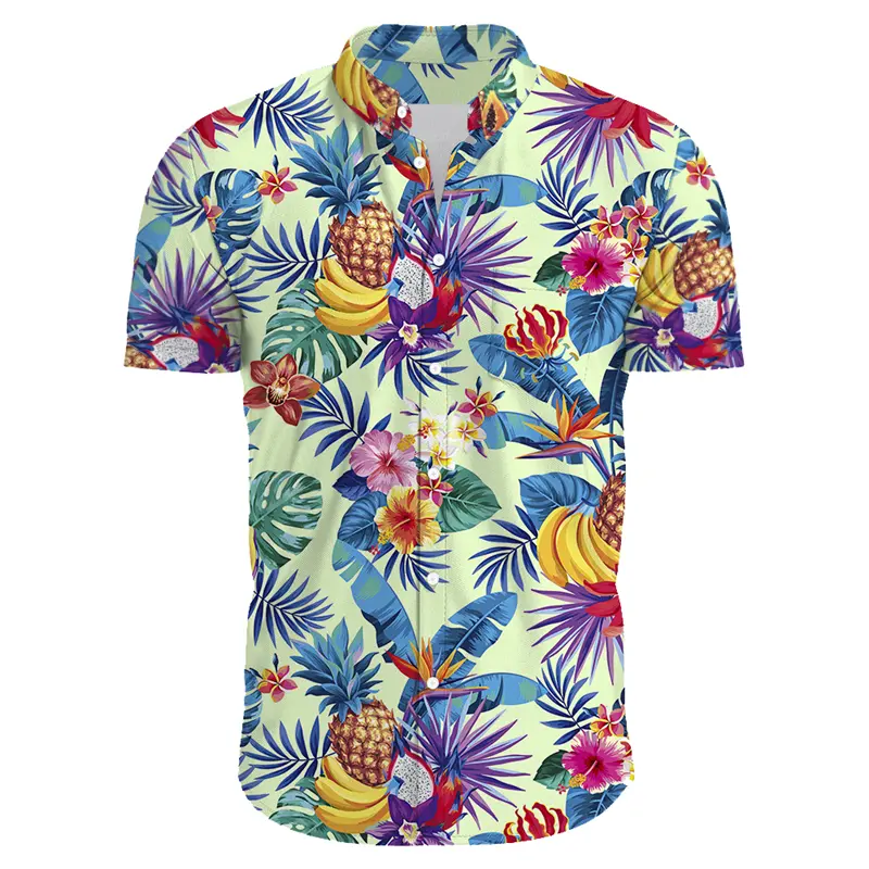 Hawaiian Vacation Shirt Men's Clothes 3d Printed Colorful Flower Tree Pattern Shirts Casual Trend Short Sleeves Button Blouse