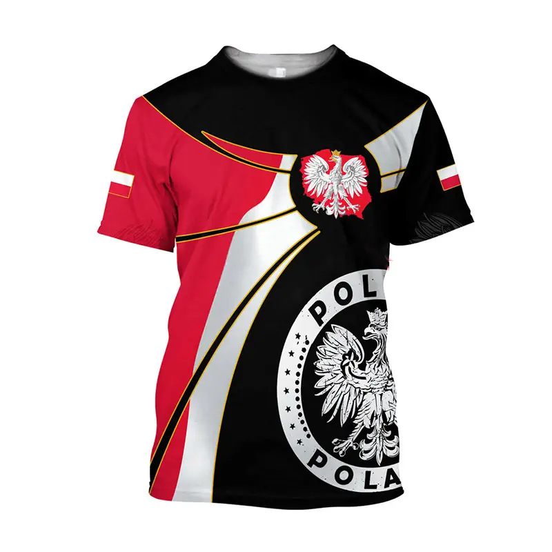 Polska National Emblem Graphic T-shirt Unisex Poland Flag Design Short Sleeve Street T Shirts Pride Fashion Men National Day Tee