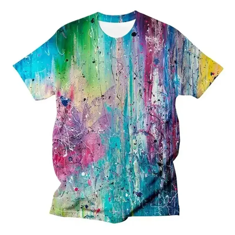 Fashion Paint 3D Printing T-shirt Hip-hop Street Wear For Men's T Shirt Round Neck Short Sleeve Clothes Summer New Tee Shirts