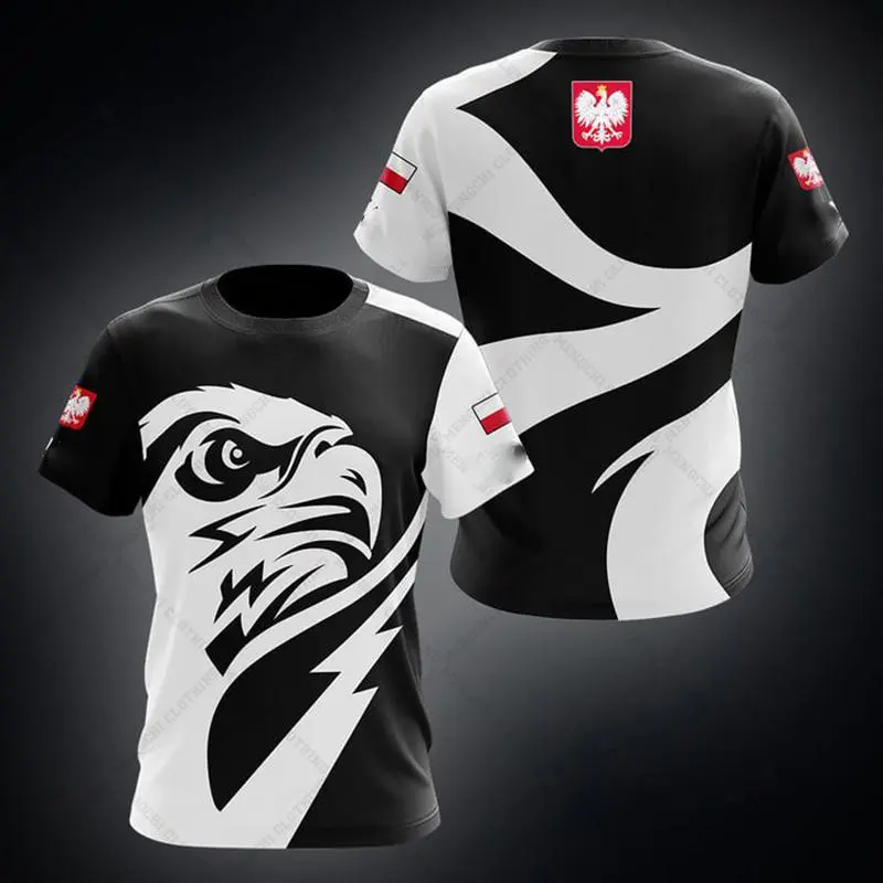 Polska National Emblem Graphic T-shirt Unisex Poland Flag Design Short Sleeve Street T Shirts Pride Fashion Men National Day Tee