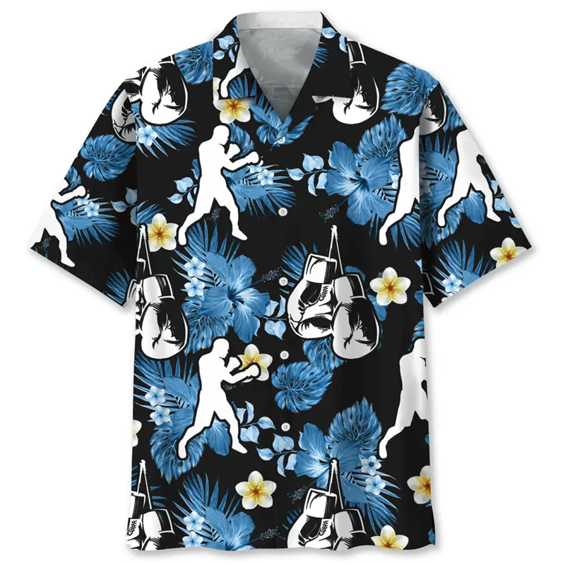 Hawaii Style Boxing Printed Shirt Men's Clothing Leisure Box Sport Button Shirts 3D Printed Vacation Casual Novel Fashion Top