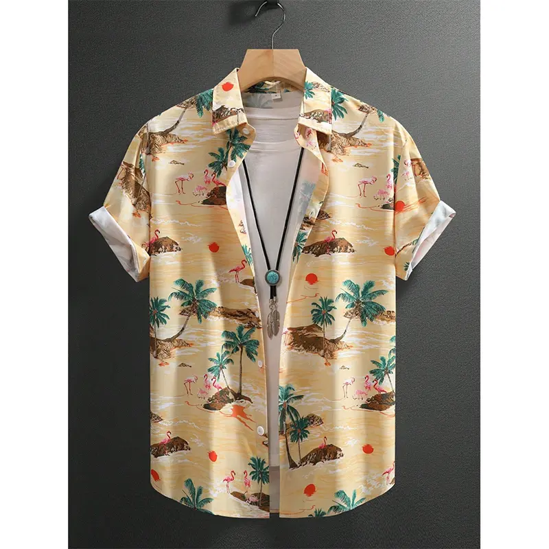 Retro Plant Flowers Fashion Shirt Tropical Style Print Design Lapel Button Shirts Elegant And Versatile Summer Outdoor Blouse