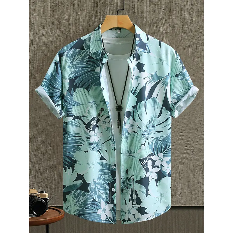 Retro Plant Flowers Fashion Shirt Tropical Style Print Design Lapel Button Shirts Elegant And Versatile Summer Outdoor Blouse