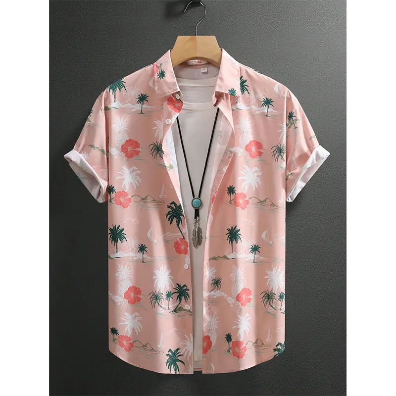 Retro Plant Flowers Fashion Shirt Tropical Style Print Design Lapel Button Shirts Elegant And Versatile Summer Outdoor Blouse