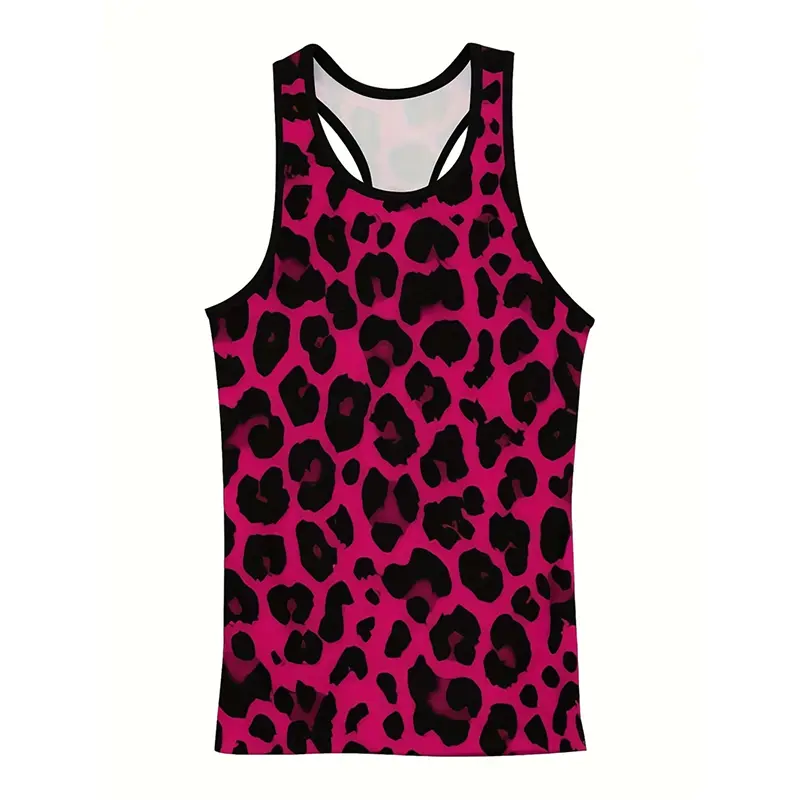Cool Leopard Print Graphic Sleeveless Shirt For Men Street Harajuku Classic Trend Train Tank Top Summer Fashion Fitness Tees