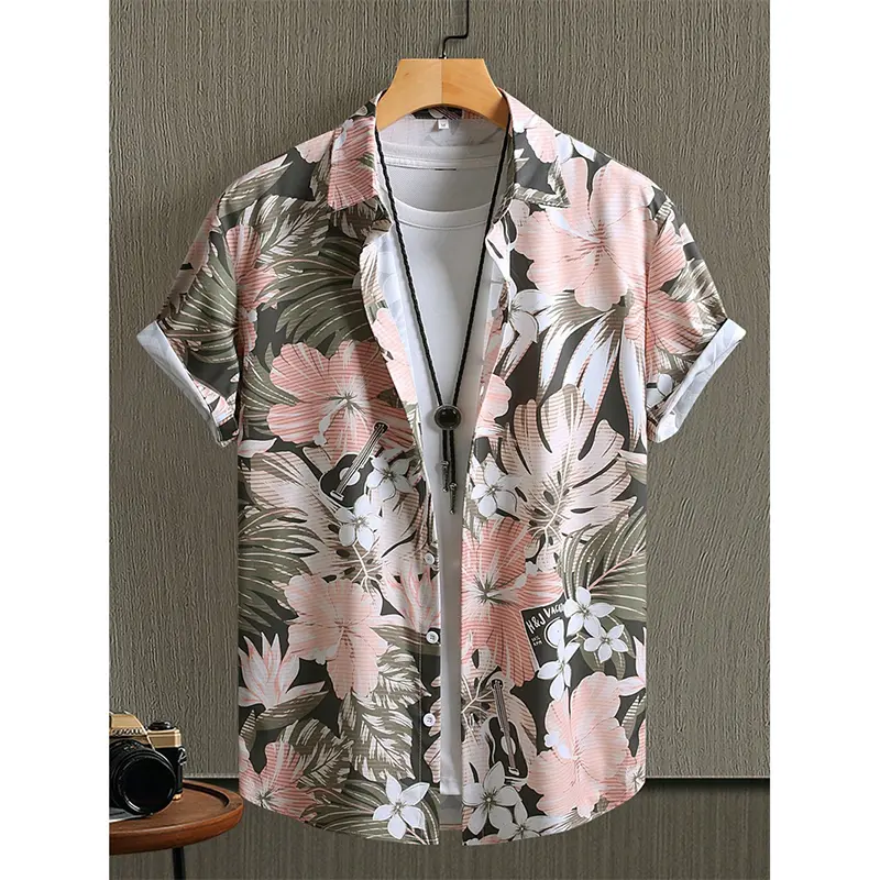 Retro Plant Flowers Fashion Shirt Tropical Style Print Design Lapel Button Shirts Elegant And Versatile Summer Outdoor Blouse